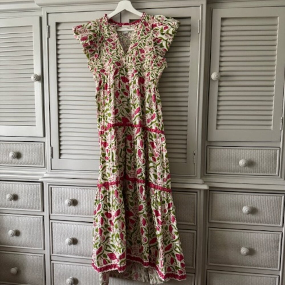 Saylor Pink and Green Floral Dress Size M